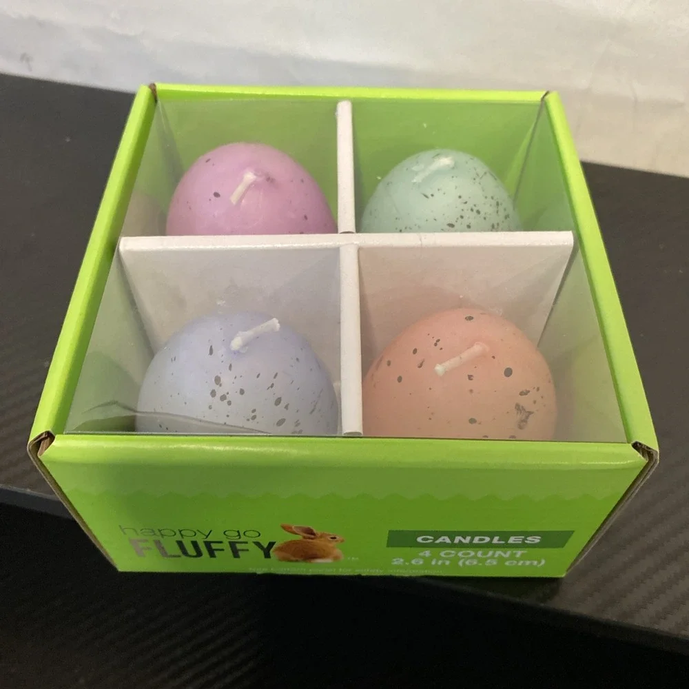 Happy Go Fluffy 2.6 in Easter Egg Candles 4‎ Pack!